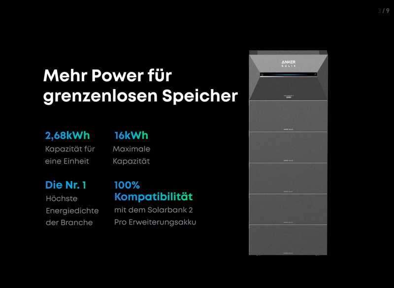 Anker Solix 3 Solarbank Pro E2700 Balkonkraftwerk-Speicher KI-optimiert IP65