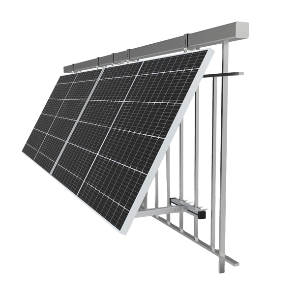 Balkonhalterung mit Solarmodul am Balkongeländer montiert