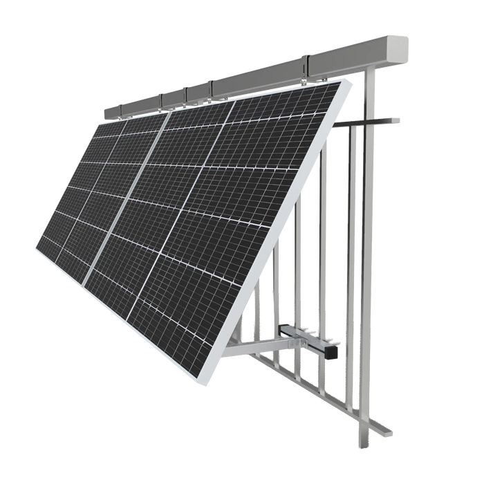 Balkonhalterung mit Solarmodul am Balkongeländer montiert