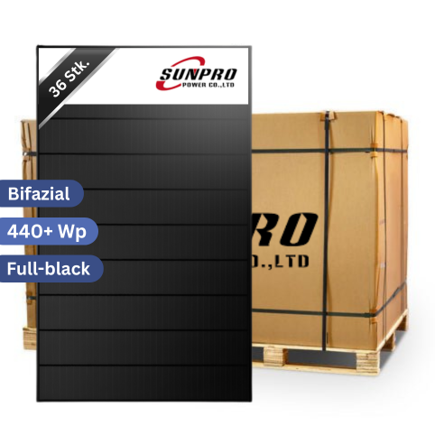 SunPro 440+W Bifazial Fullblack - 36 Stück
