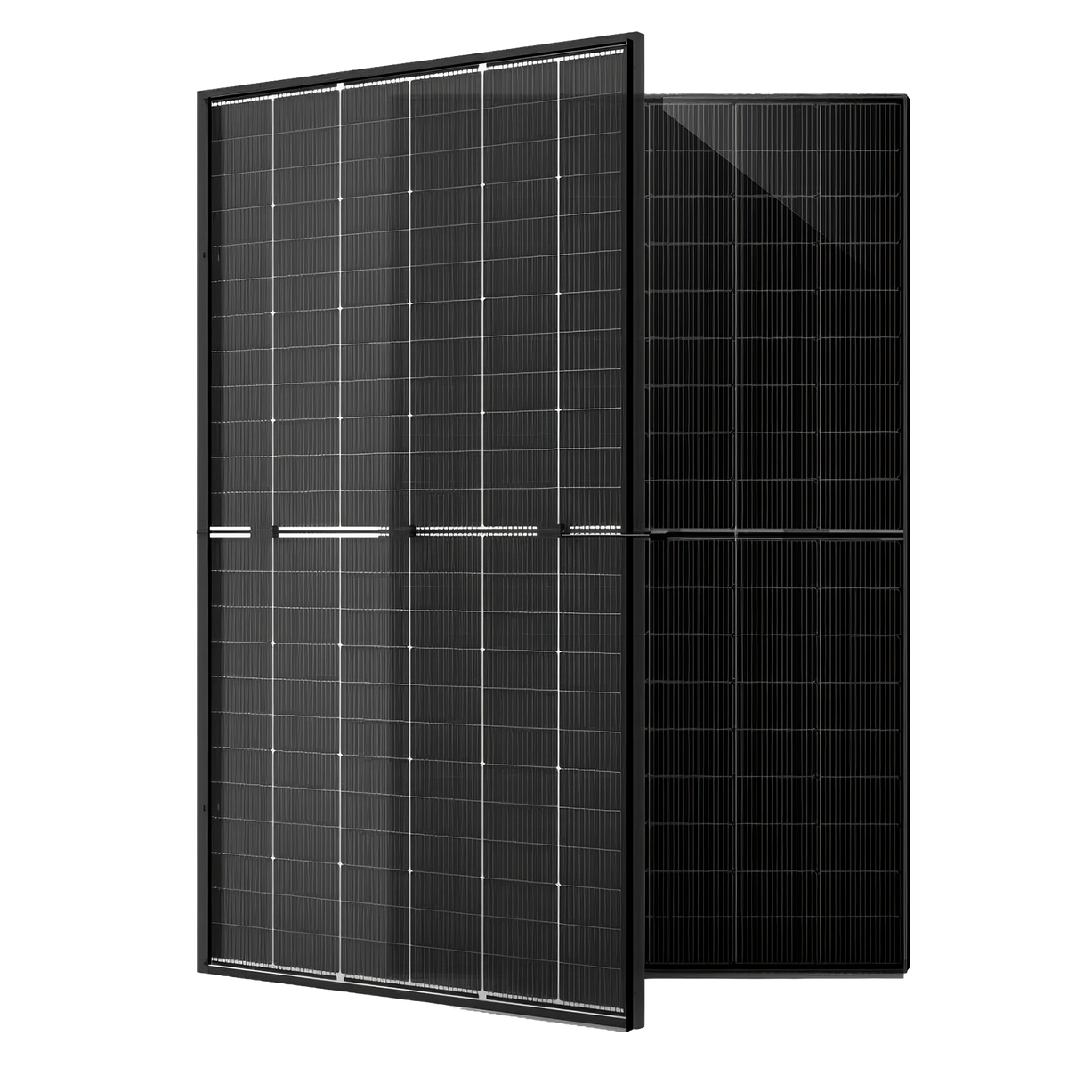 Bifaziales Full-Black Solarmodul von vorne und von der Rückseite