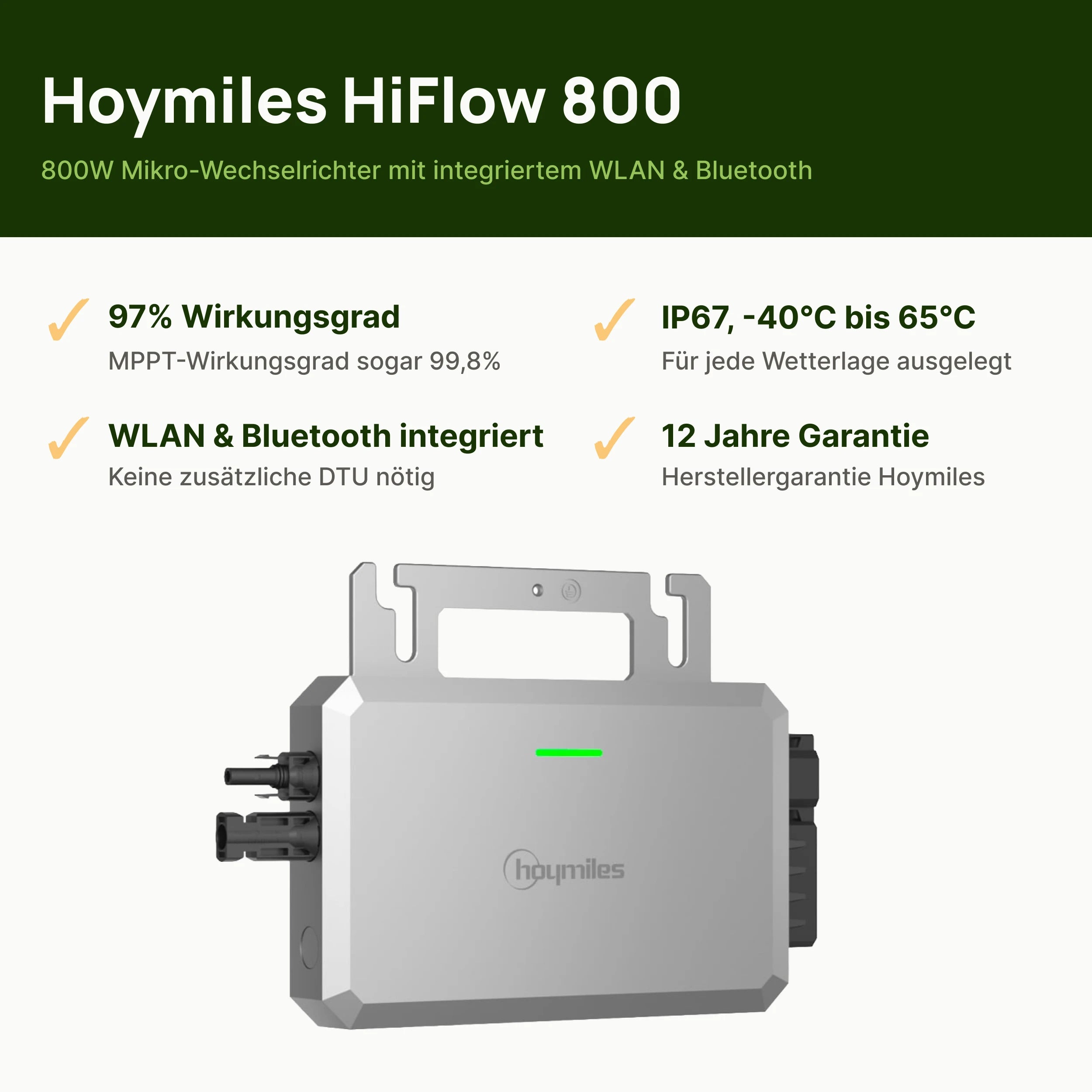 Balkonkraftwerk 1000W ohne Speicher – Set